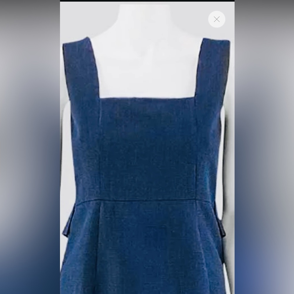 Akris Navy Blue Square-neck Sheath Dress Wool & Silk Blend Size 8 - Picture 3 of 8